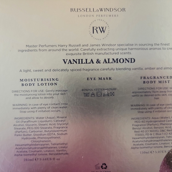 Russell & Windsor Vanilla & Almond Sleep Collection Set - Picture 2 of 5